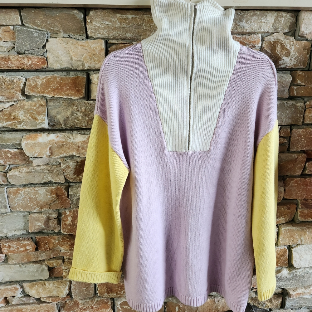 Colorblock Sweater with Zip Collar